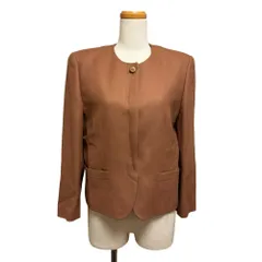 ダックス DAKS ノーカラージャケット ウール カシミヤ混 9AR 茶 ブラウン 11-712500 ■ECD001のサムネイル