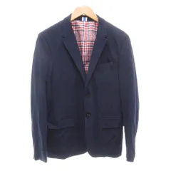 ザラマン ZARA MAN テーラードジャケット 48 背抜き シングル 裏地チェック 紺 ネイビー 春夏 /AE ■GY58