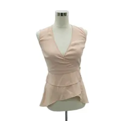 ビーシービージーマックスアズリア BCBGMAXAZRIA ブラウス カットソー ノースリーブ XS ピンクベージュ カシュクール 前開き ペプラム /YS57 ■GY60のサムネイル