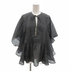 ドレステリア DRESSTERIOR シフォンブラウス シャツ 38 グレー 半袖 リボンタイ フレアスリーブ タック /NU ■GY60のサムネイル