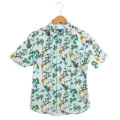 アディダスオリジナルス adidas originals 半袖シャツ XS 水色 ライトブルー ボタニカル柄 花柄 鳥柄 レギュラーカラー /MN18 ■GY58のサムネイル