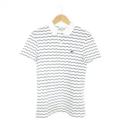 ラコステ LACOSTE ポロシャツ 2 SLIM FIT 白 ホワイト 紺 ネイビー 横縞模様 半袖 襟付き /CK20 ■GY61のサムネイル