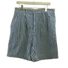 ポロ バイ ラルフローレン Polo by Ralph Lauren ショートパンツ 33 青 ブルー 緑 グリーン 白 ホワイト ギンガムチェック柄 プリーツ ショート丈 /SH ■ECC003のサムネイル