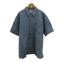 カステルバジャック CASTELBAJAC シャツ 麻 リネン 4 青 ブルー チェック柄 レギュラーカラー 半袖 /SH ■ECA003のサムネイル