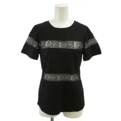 ブルマリン Blumarine Tシャツ カットソー 半袖 クルーネック シースルー レース ボーダー 38 XS 黒 ブラック /XZ ■ECA003のサムネイル