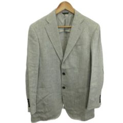 良品】J.PRESS テーラードジャケット M グレー リネン混 肩パッドなし 