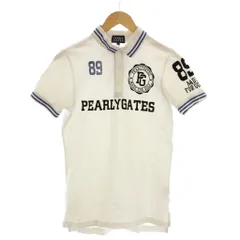 パーリーゲイツ PEARLY GATES ポロシャツ 4 白 ホワイト 半袖 ポロカラー ロゴプリント /LP ■GY58のサムネイル