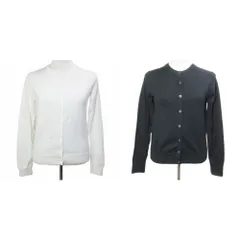 ユニクロ UNIQLO 2点セット UVカットクルーネックカーディガン 長袖 小さいサイズ XS ホワイト ブラック 251-404012 251-454764 /X