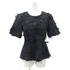 ビーシービージーマックスアズリア BCBGMAXAZRIA カットソー XS 黒 ブラック 半袖 ラウンドネック フリンジデザイン /YS19 ■GY58のサムネイル