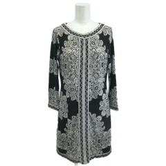 ビーシービージーマックスアズリア BCBGMAXAZRIA チュニックワンピース 膝丈 XS 黒 ブラック プリント柄 長袖 ラウンドネック /YU ■ECC003のサムネイル