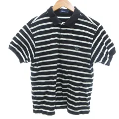 フレッドペリー FRED PERRY 半袖 ポロシャツ M 黒 ブラック ボーダー柄 半袖 /RG ■GY59のサムネイル