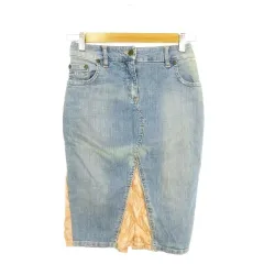 アンナモリナーリ ANNA MOLINARI JEANS デニムスカート 切替 38 青 ブルー サーモン ウォッシュ加工 ジャガード ラインストーン AMJ1669 /MN15 ■GY58のサムネイル