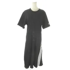 アディダスオリジナルス adidas originals ワンピース M 黒 ブラック 半袖 スリーストライプス トレフォイルロゴ /AO5 ■ECB001のサムネイル