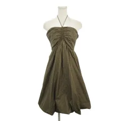 ビーシービージーマックスアズリア BCBGMAXAZRIA ワンピース S 茶 ブラウン ホルターネック ノースリーブ チェック柄 裾バルーン /AH12 ■ECB001のサムネイル