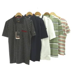 クロコダイル マックレガー など まとめ5点セット ポロシャツ Tシャツ LL 春夏 黒 ブラック 紺 ネイビー カーキ ライトグレー ピンク ボーダー柄 襟付き 半袖 /NP ■SET