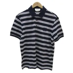 サルヴァトーレフェラガモ Salvatore Ferragamo ポロシャツ 半袖 M ネイビー 紺 ボーダー柄 鹿の子 /YS28 ■GY58のサムネイル