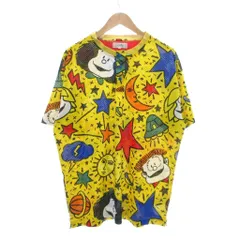 カステルバジャック CASTELBAJAC ヴィンテージ Tシャツ 黄 イエロー 総柄 ラウンドネック 半袖 ヘンリーネック メッシュ オーバーサイズ /NU ■GY61のサムネイル