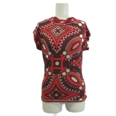 エミリオプッチ EMILIO PUCCI カットソー Tシャツ S 赤 レッド ピンク マルチカラー ドット柄 幾何学模様 半袖 /KK ■ECB002のサムネイル