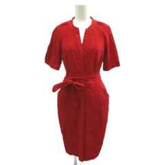 ダイアンフォンファステンバーグ DIANE von FURSTENBERG ワンピース 膝丈 2 赤 レッド 半袖 Vネック ウエストベルト /YU ■ECE004のサムネイル