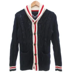 トミーヒルフィガー TOMMY HILFIGER コットン ケーブルニット カーディガン S 紺 ネイビー /SJ