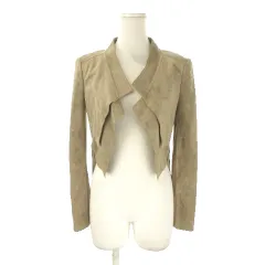 ビーシービージーマックスアズリア BCBGMAXAZRIA フェイクスエードジャケット トッパー XXS ベージュ ドレープカラー 長袖 /AO17 ■ECB001のサムネイル
