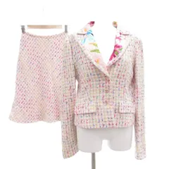 エスカーダ ESCADA ミックスツイード セットアップ テーラードジャケット スカート 36 マルチカラー 白 ホワイト ピンク 青 ブルー /MG ■ECA003のサムネイル