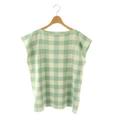 ジルサンダー JIL SANDER ブロックチェックニット カットソー プルオーバー フレンチスリーブ 34 水色 白 /CX ■ECD001のサムネイル