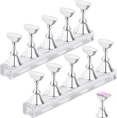 新品 YOVOY 磁気 アクリルマニキュア工具 ネイル練習 ハンドネイルエクササイズペデスタル ネイル用品 ネイルチップ ディスプレイ スタンド練習台 10本セット (シルバー)のサムネイル