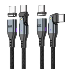 USB C ケーブル マグネット 240W 180度回転 16pin 【1M 2本セット】タイプCケーブル Ｌ字型 5A急速充電 480Mbpsデータ転送 タイプc 充電 AndroidなどType-C機種対応 (1m*2)