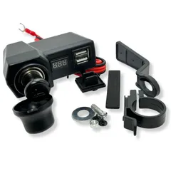 UMikke バイク用 USB電源 Type-A 2ポート シガーソケット バッテリー電圧計 [シガーソケットつき]のサムネイル
