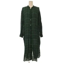 ジョンブル JOHNBULL サンプル品 チェック シャツ ワンピース 長袖 グリーン 260331E