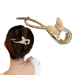 新品 HAPVITAL ヘアクリップ 大きめ しっかりとまる バンスクリップ へあくりっぷ 髪留め クリップ かみどめ クリップ オフィス 大人 女性 通勤 ヘアアクセサリー 人気 韓国 (パールボウ)