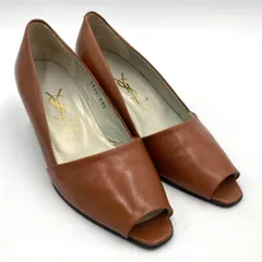 Yves Saint Laurent YSL イヴサンローラン パンプス 34½ 21.5cm レザー ブラウン オープントゥのサムネイル