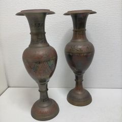 ⭕️金属製 銅花瓶 2点セット 古銅 花器 フラワーベース 茶道具 - メルカリ