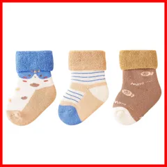 【人気商品】厚手 冬 新生児 靴下 赤ちゃん ソックス 綿 ベビー 柔らかく履き心地 可愛い 3足セット