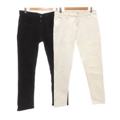 ベルシュカ Bershka 2点セット パンツ チノパン 38 黒 ブラック 白 ホワイト フルレングス /NUのサムネイル