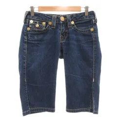 トゥルーレリジョン TRUE RELIGION デニムショートパンツ ジーンズ インディゴブルー サイドスリット  /ML