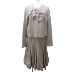 ジバンシィ GIVENCHY PARIS セットアップ ウール 装飾 ジャケット ジップアップ フレアスカート ロング 38/36 グレー ベージュ 系 IBO83 0316のサムネイル