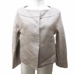 マルニ MARNI ノーカラージャケット 総柄 ジャカード シルク混 ウール混 ショート丈 42 約L ブラウン ベージュ 系 IBO89 0221のサムネイル