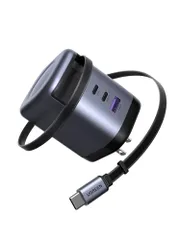UGREEN 100W Type-C 充電器 【75CM 巻き取り式】 8階段調整可能 USB-Cケーブル内蔵 4ポート同時充電可能 PD3.0 旅行/出張/収納/スマホ/パソコン/タップレットなどType-C適合 iphone17シリーズY ed5bd51e