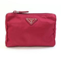 美品 PRADA プラダ ナイロン ポーチ レッド トライアングルロゴ - メルカリ