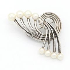 極美品✨ MIKIMOTO ミキモト パール ブローチ ロゴ 刻印 1950 - メルカリ