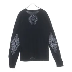 CHROME HEARTS (クロムハーツ) Neck Logo L/S T-Shirt アームフローラル バックホースシュー ネックロゴ プリント クルーネック長袖Tシャツカットソー ロンT ブラックのサムネイル