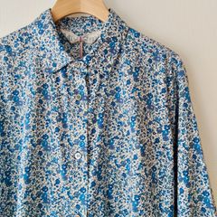 OUTIL アシンメトリー シャツ サイズ3 小紋柄 コーヒー染め フランス製 