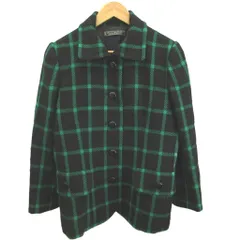 ジバンシィ GIVENCHY コート ウール L 黒 ブラック 緑 グリーン チェック柄 長袖 レギュラーカラー /NP ■ECD004のサムネイル