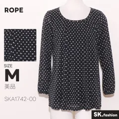 美品 ROPE トップス ブラウス　長袖　ドット柄　プリーツ　バックボタン