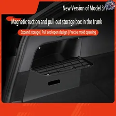 車のトランクサイド収納ボックス、マグネット式引き出し式カー収納アクセサリー、24年ぶりにリフレッシュされたテスラ モデル3