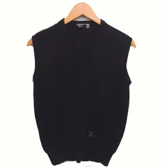 ダックス DAKS ベスト ニット プルオーバー 刺繡 ワンポイント ウール M 黒 ブラック /TT ■ECD004のサムネイル