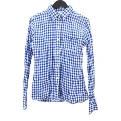 アメリカンラグシー AMERICAN RAG CIE 長袖 シャツ 0 青系ブルー チェック柄 薄手 ラウンドヘム のサムネイル