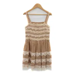 シンシアローリー CYNTHIA ROWLEY キャミソールワンピース ミニ丈 レース シルク混 2 ベージュ /YK27のサムネイル